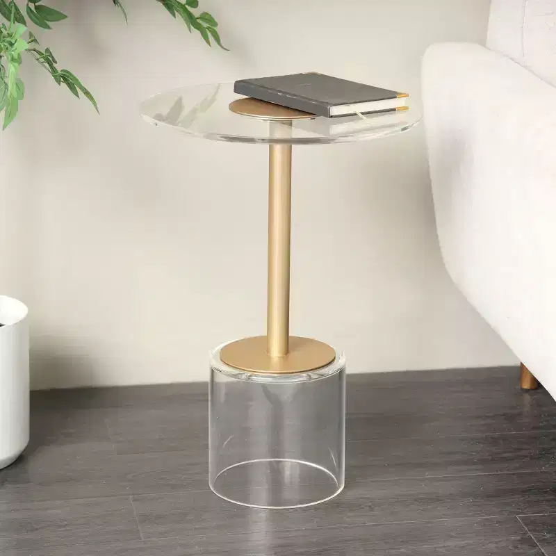 Acrylic Accent Table with Gold Stand, 23