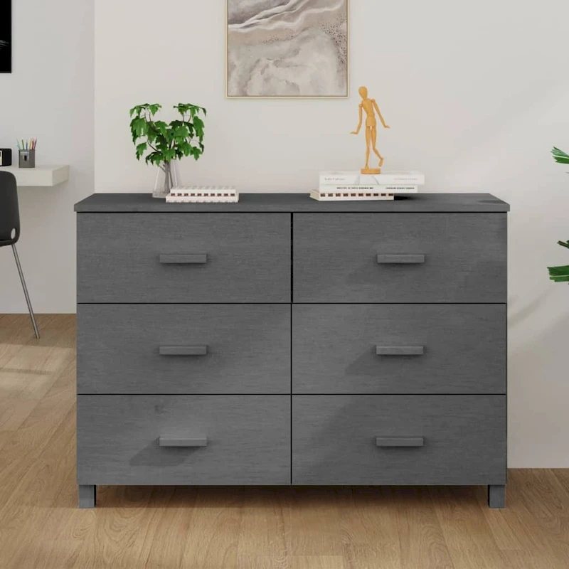 vidaXL Sideboard Buffet Console Cabinet with Storage HAMAR Solid Wood Pine - 44.5x15.7x31.5