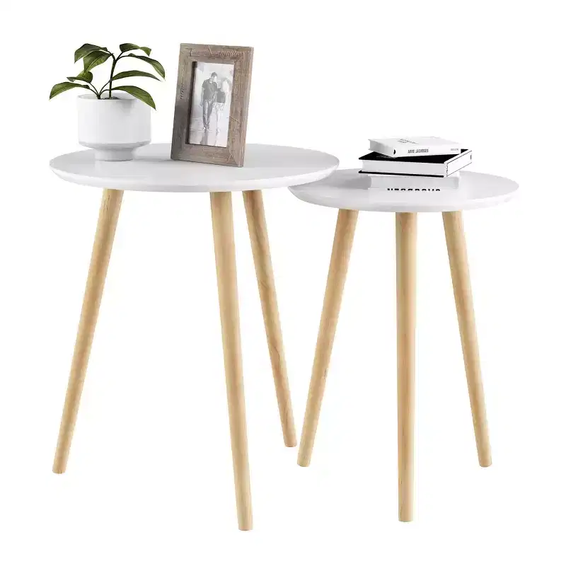 Nesting End Tables with Circular Top White