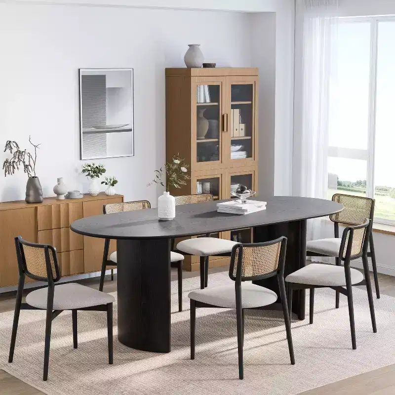 Dovelina Oval Dining Table Curved Leg Kitchen Table