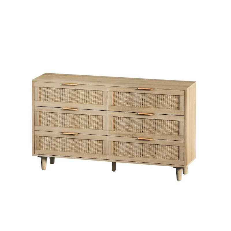 6-drawers Rattan Storage Cabinet - 51.18L x 15.75W x 29.53H