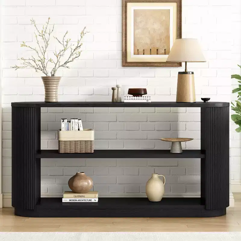 Okak Modern Narrow Console Table with Round Corner Design, Multi-Functional Entryway Table, Accent Table for Entryway, Living Room