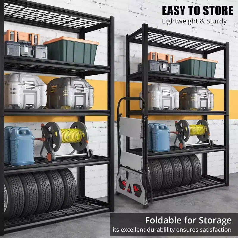 2-in-1 Aluminum Folding Hand Truck & 2-Step Ladder with Anti-Slip Pedals, 220 lbs Capacity