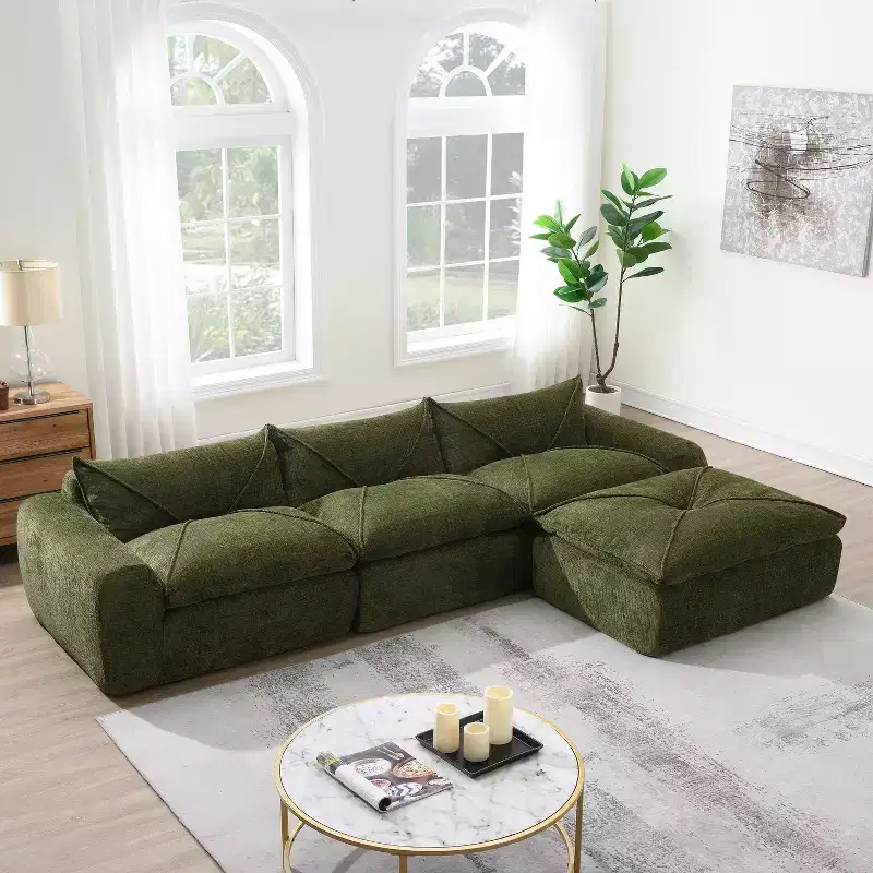 Whisen 116 Modular 4-Seat Sofa Bed, Spacious Foam Filled, Elderly/Baby Safe, No Assembly, Free Combination