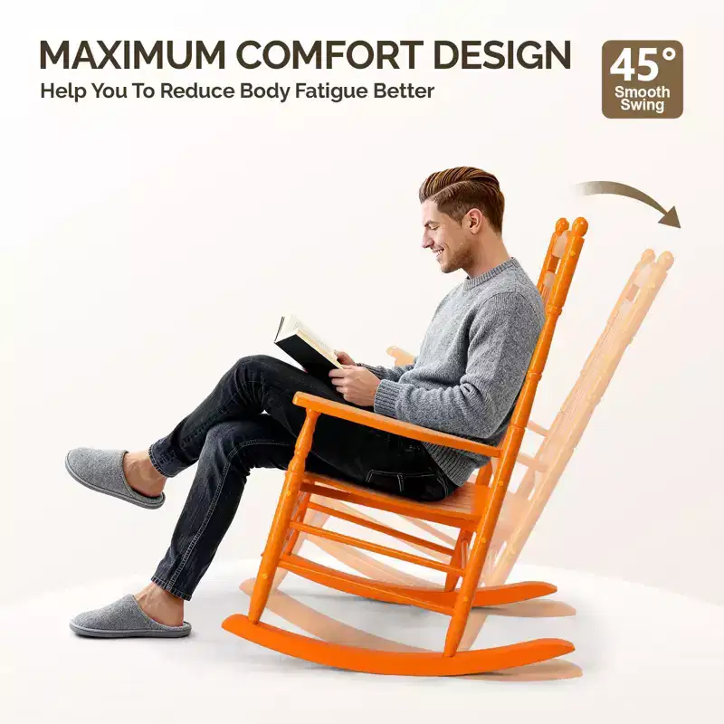Karl Home | Classic Solid Wood Patio Rocking Chair