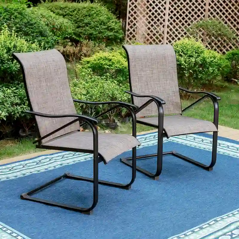 7-Piece Patio Dining Sets , 6 Textilene Fabirc Chairs and 1 Metal Table with 2.1 Umbrella Hole