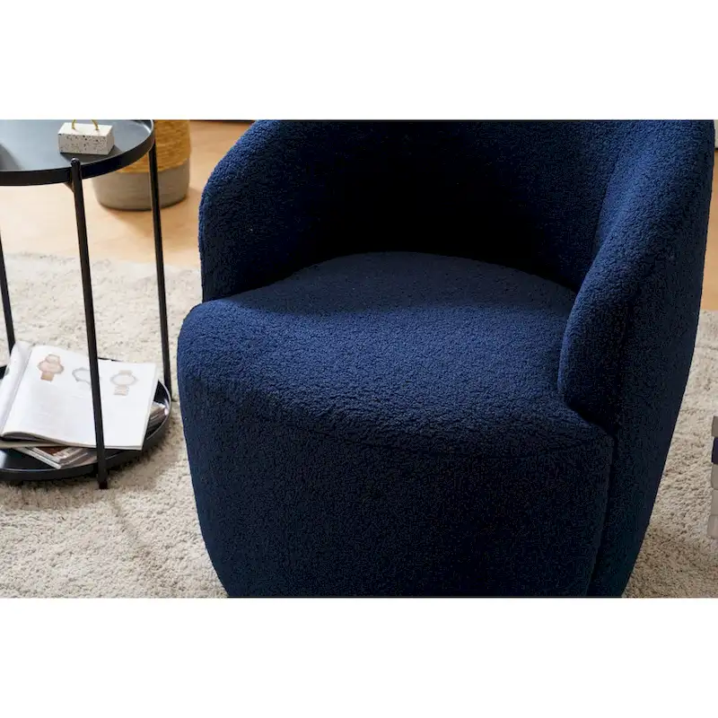 Swivel Accent Armchair Barrel Chair with Black Powder Coating, Blue