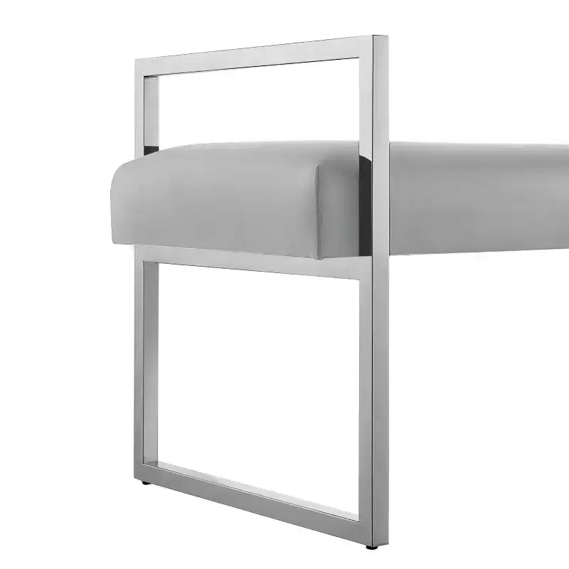 Inspired Home Dalia Velvet/PU Leather Bench with Gold/Chrome Frame