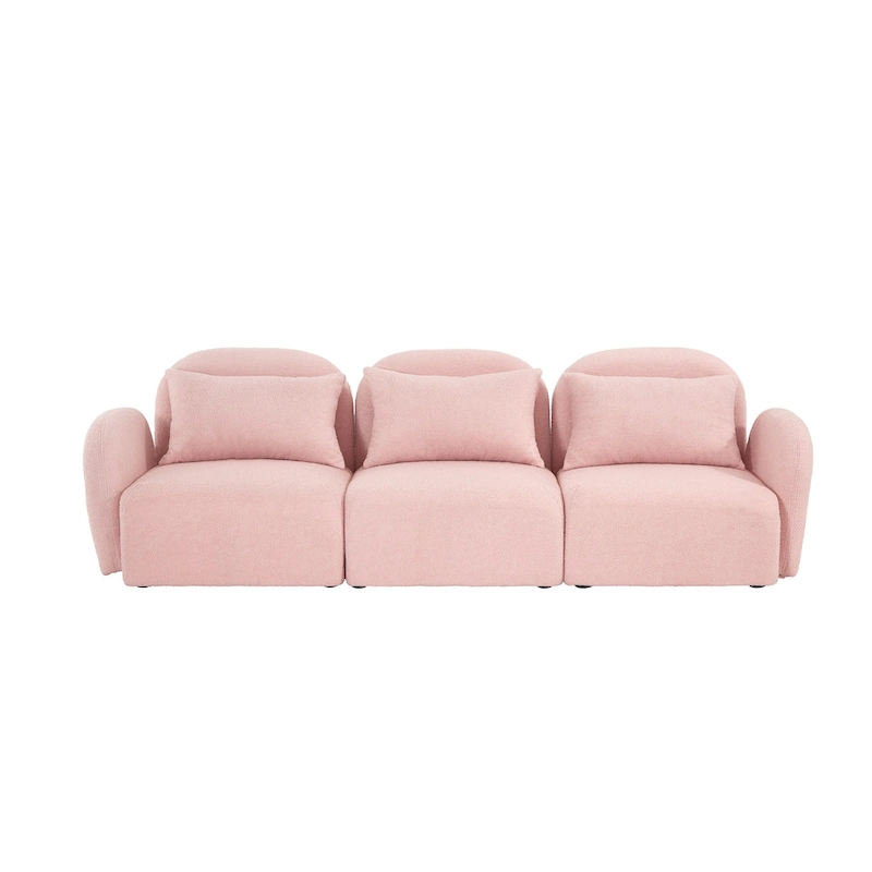 Living Room Furniture Three Seat Lazy Sofa Teddy Fabric White
