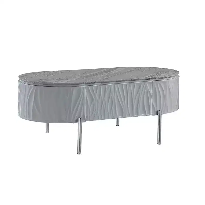 Acme Furniture Yukino Coffee Table Gray/Chrome Finish