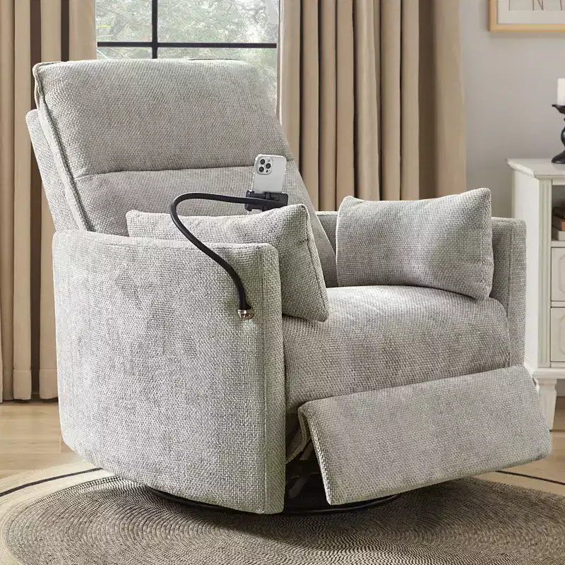 Julius 38 Power Rocking Swivel Nursery Recliner with USB | HULALA HOME