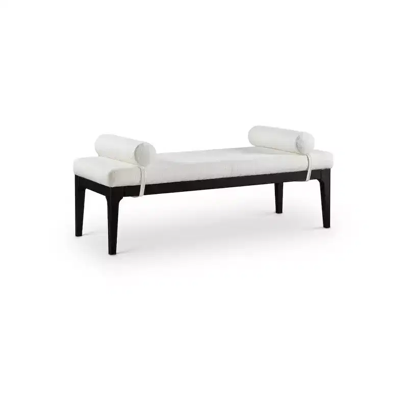 Meridian Furniture,Priscilla Linen Textured Fabric Bench