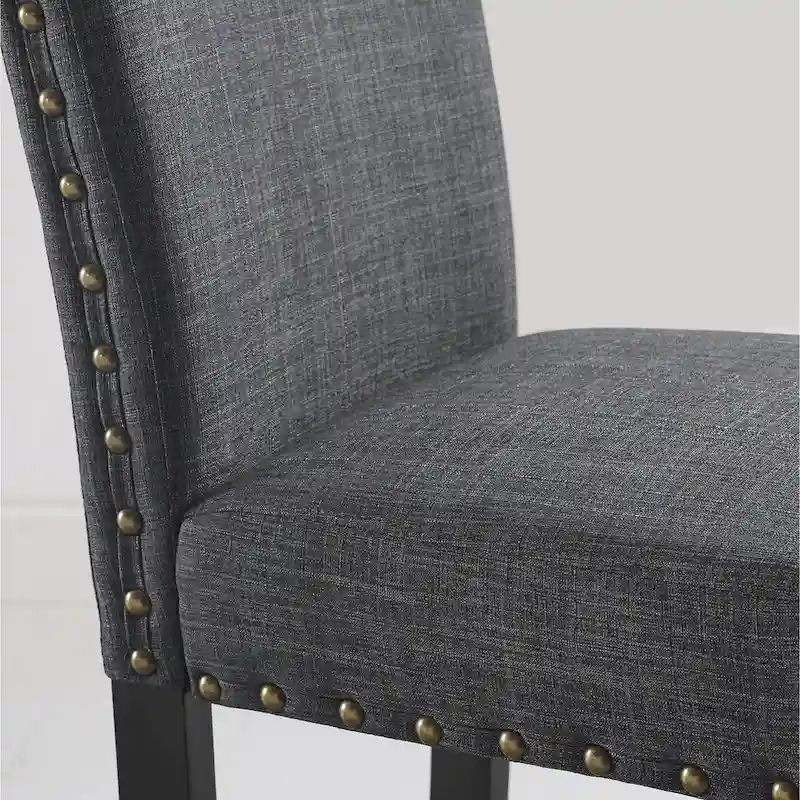Modern Style 3-Piece Dining Set with Round Bar Table and 2 Nailhead Pub Chairs