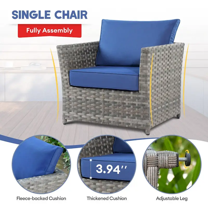 XIZZI 9-piece Patio Furniture Sectional Set with Swivel Rocking Chairs