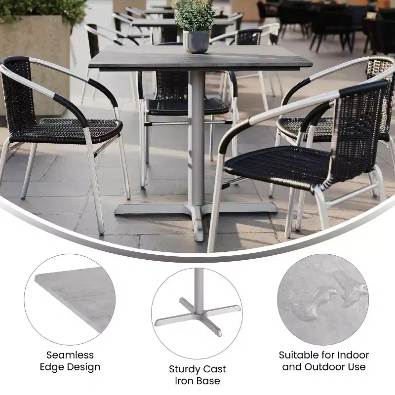 Flash Furniture Acadia Tabletop with TopGuard HPL Technology and Table Height X-Base