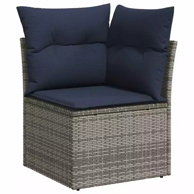 vidaXL Patio Sofa Set Black, Blue - Gray and Blue With Table