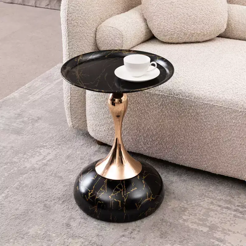 Fun little toys brand Mermaid Tail End Coffee Table Round Side Table, Modern Metal Pedestal Table, Minimalist Accent Table for Small Spaces,