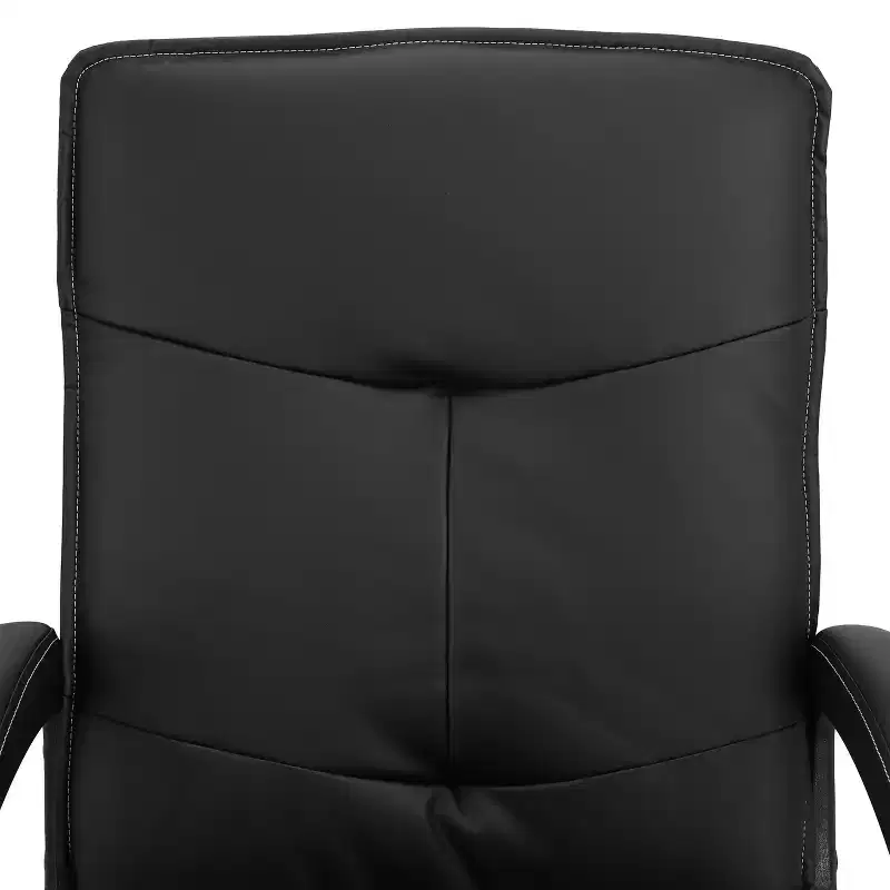 Elama High Back Tufted Faux Leather Adjustable Office Chair in Black