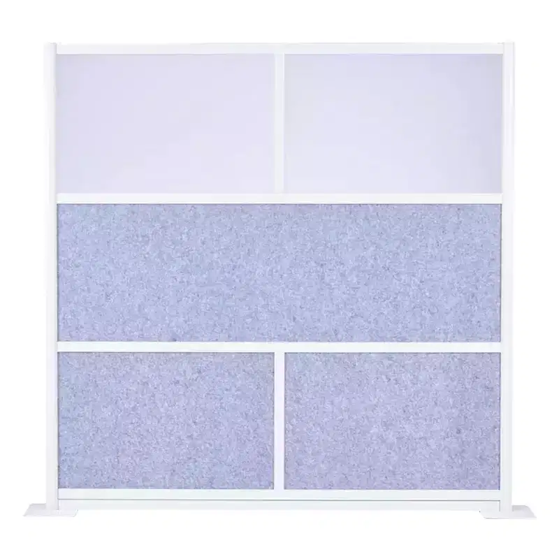 VEVOR Office Divider Privacy Partition, 1-Pack, 70 x 70 Modular Wall Room Divider, PET Workstation Cubicle Partition with Frosted Windows,Gray