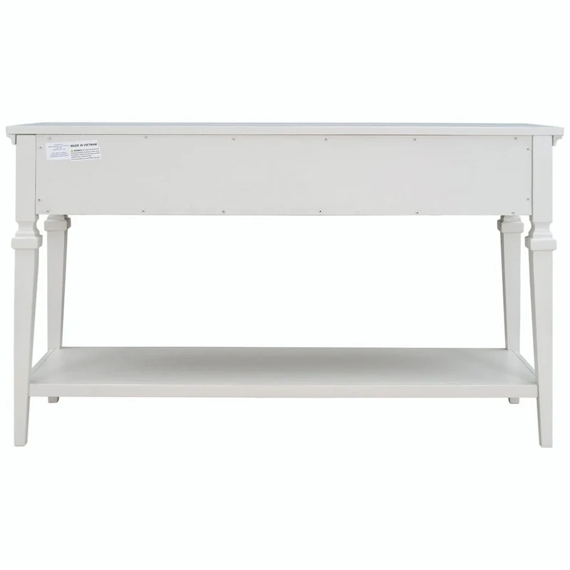 Retro Style Console Table with 3 Drawers and Open Bottom Shelf - Gray Wash