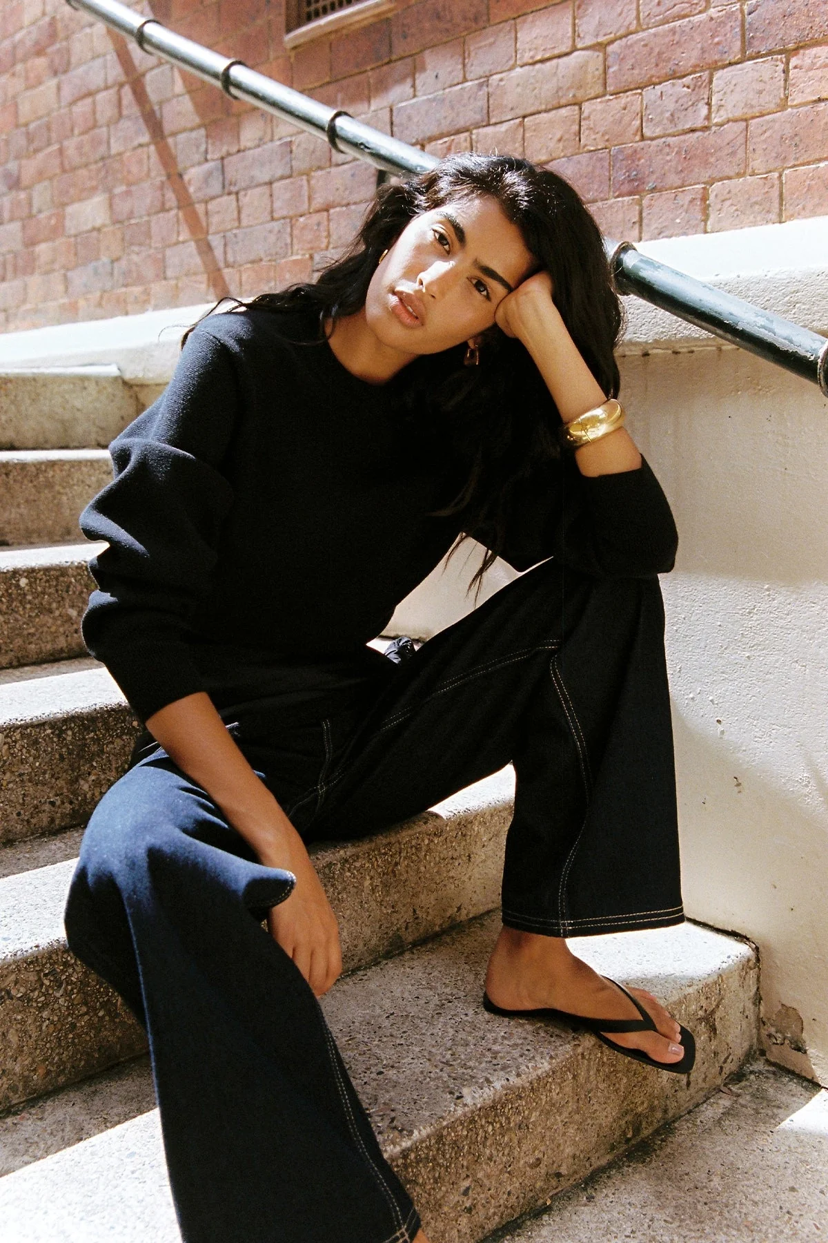 Crew Neck Knit Jumper Black