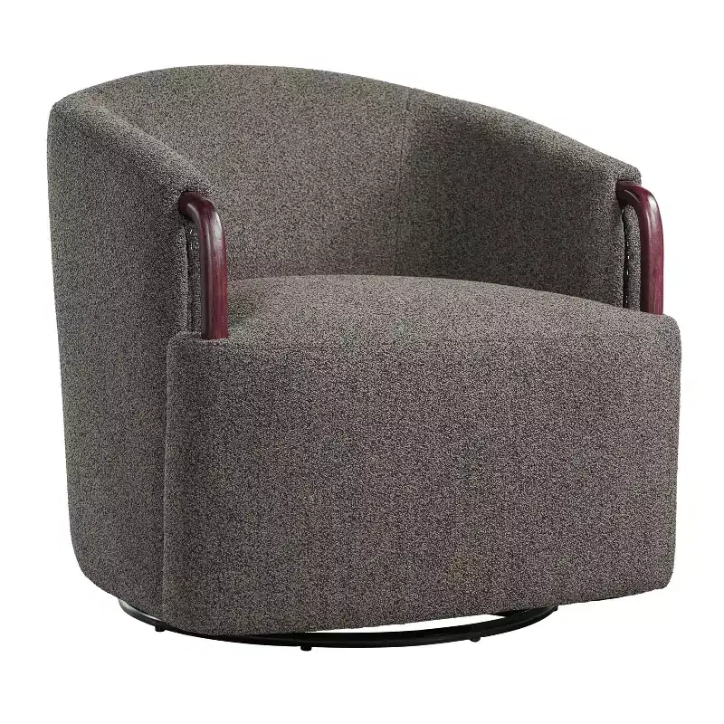 360Swivel Barrel Chair Accent Chair Upholstered Armchair Ergonomic Reading Chair Comfy Vanity Chair with Curved Backrest