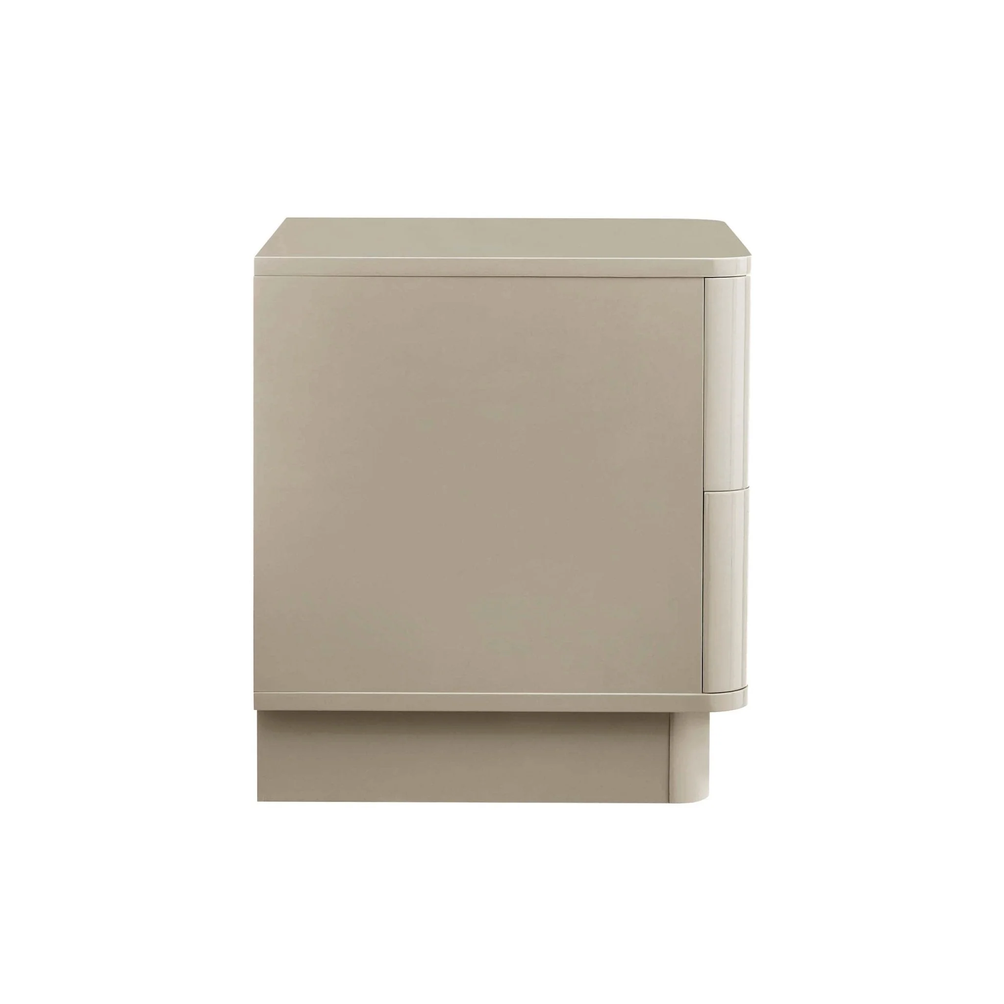 High Gloss 2 Drawer Bedside Table - Taupe