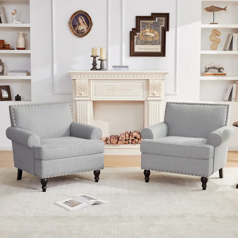 Huimo Modern Nailhead Accent Chair Arm Chairs Set of 2