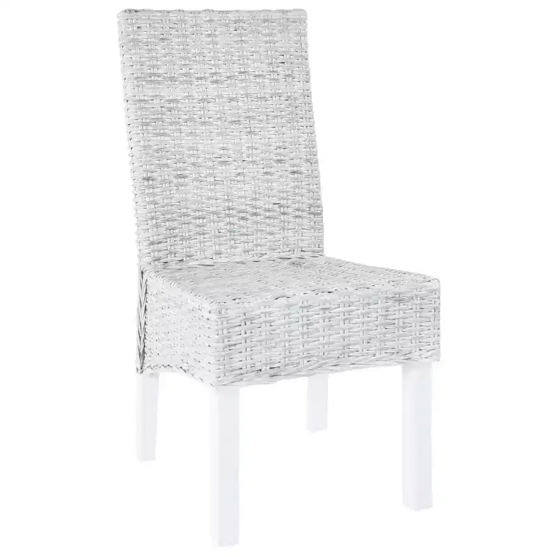 vidaXL Dining Chair Set of 2 Light brown with white wash finish