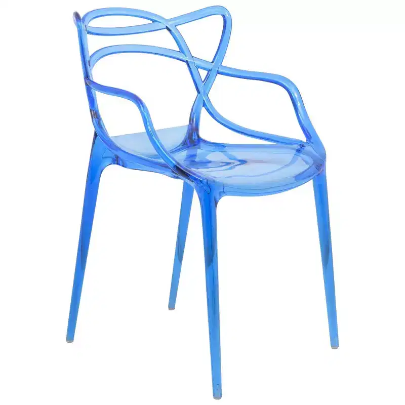 Milan Modern Acrylic Dining Chair Stylish Wire Design with Metal Legs, Durable Stackable Lightweight Chair for Kitchen, Dining Room