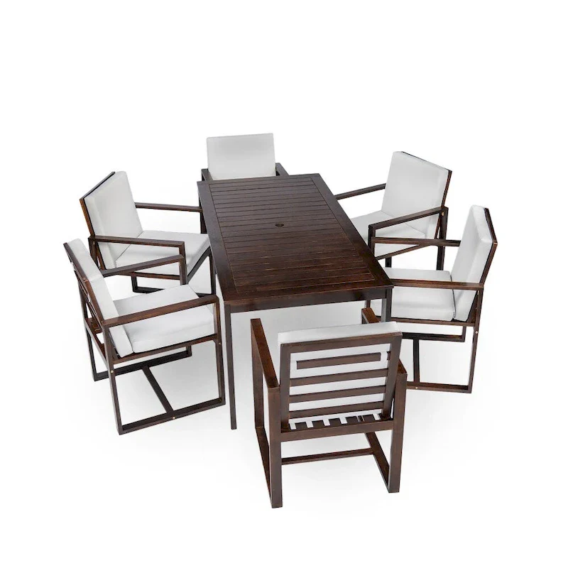 7-Pieces Patio Dining Set with Removable Cushions and 6 Chairs