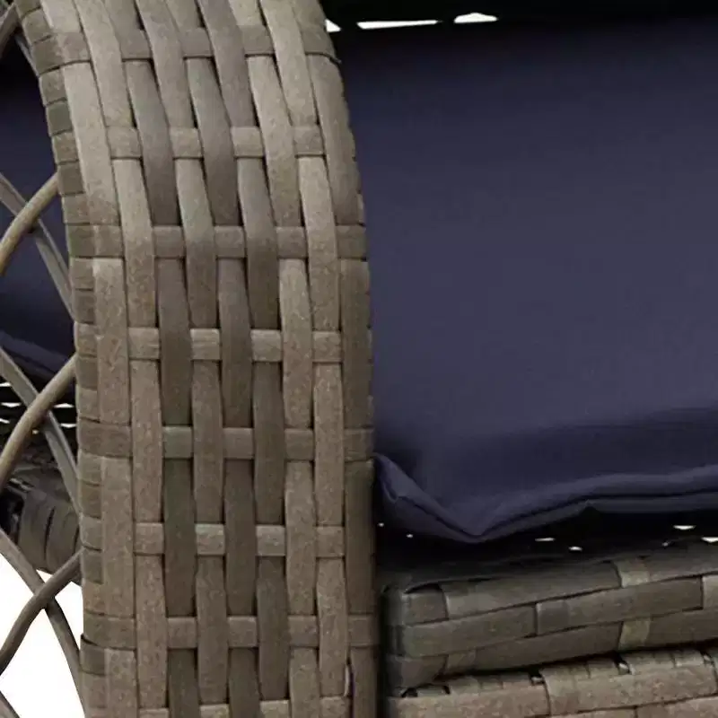 vidaXL Patio Rocking Chair with Cushions Gray Poly Rattan - Gray and Blue