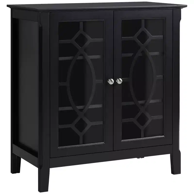 HOMCOM Sideboard Display Cabinet with Double Framed Glass Doors, 2 Adjustable Shelves, and Elevated Base