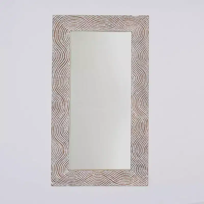 GDFStudio Cheryl Retro 72 Solid Wood Handcarved Rectangle Full Length Mirror