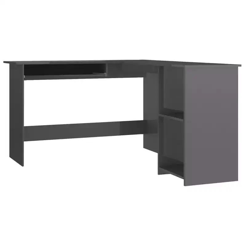 Modern L-Shaped Computer Desk, Adjustable Corner Workstation with Storage Shelves for Compact Spaces