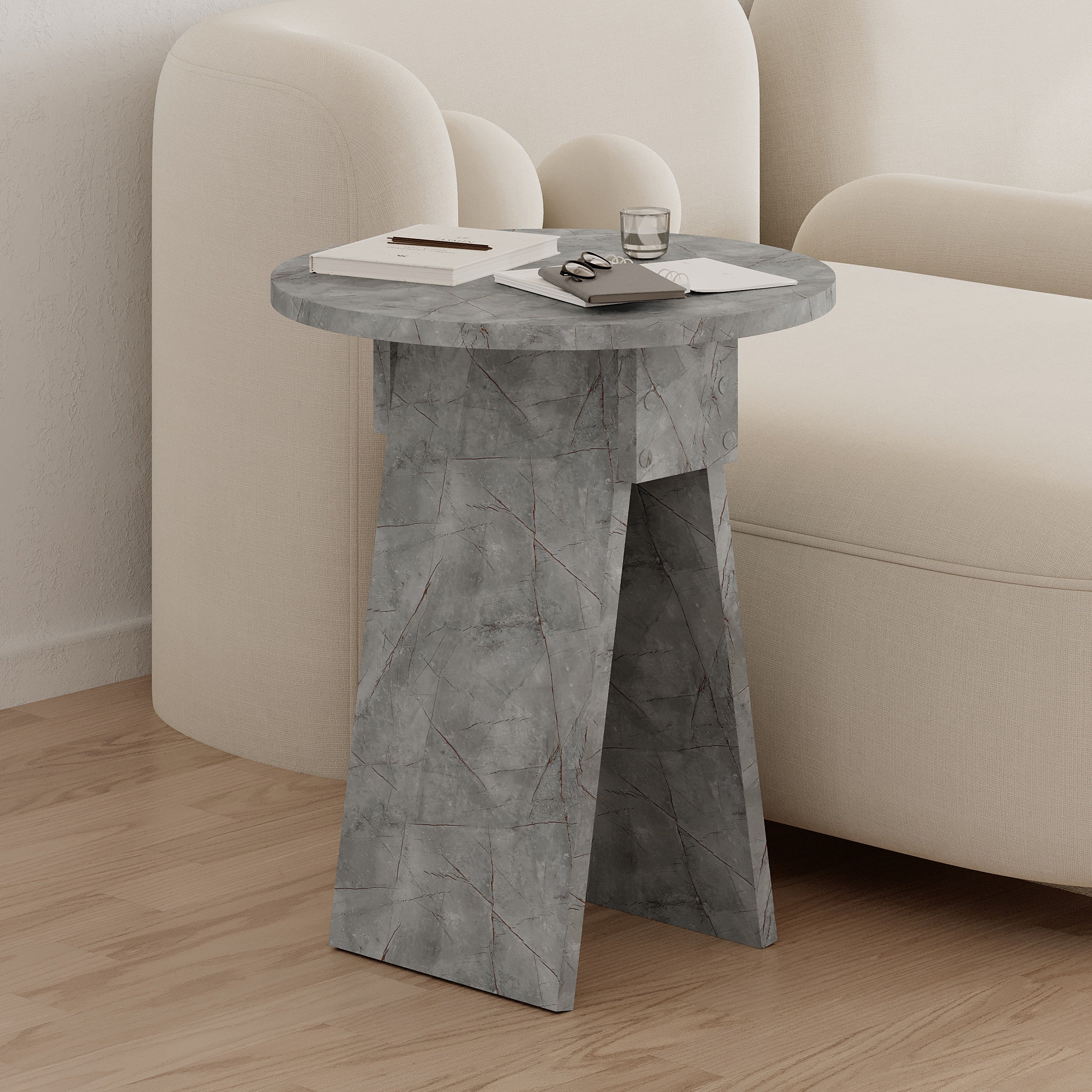 Chen Side Table – Modern Round Accent Table for Living Room, Bedroom or Entryway