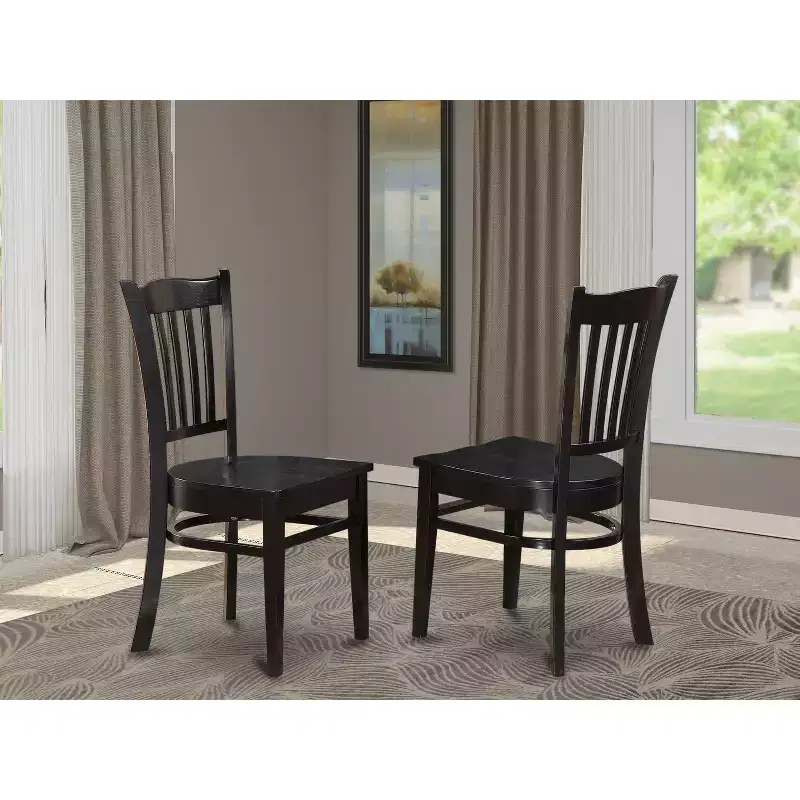 HomeStock Suburban Sophistication Dining Chair with Wood Seat, Set of 2