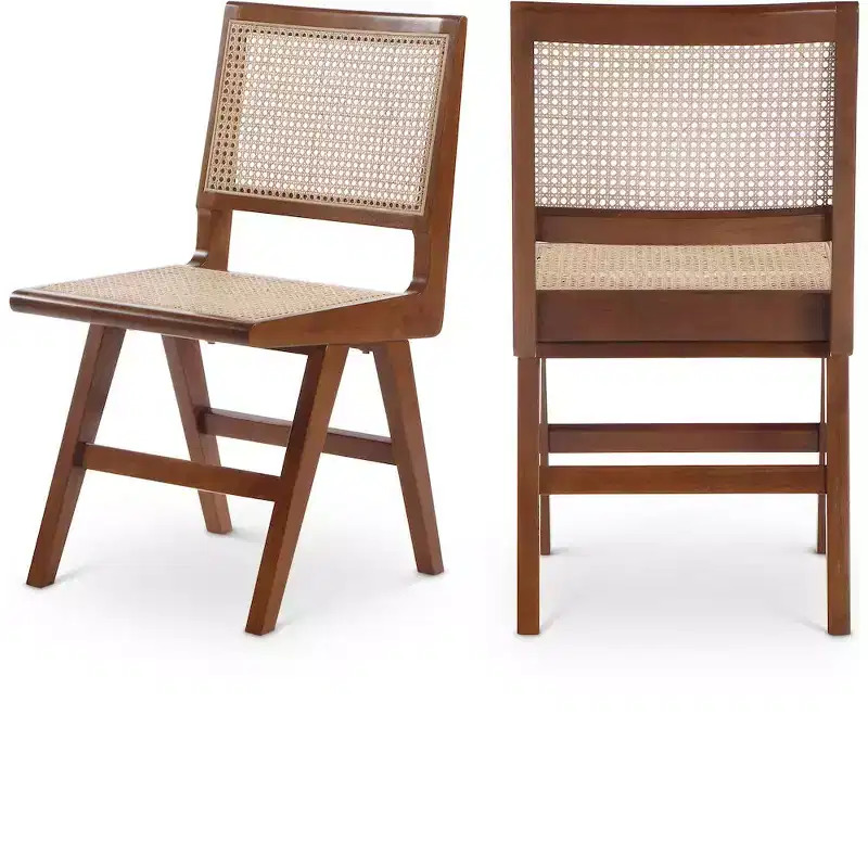 Meridian Furniture,Preston Walnut Wood Dining Side Chair, Set of 2
