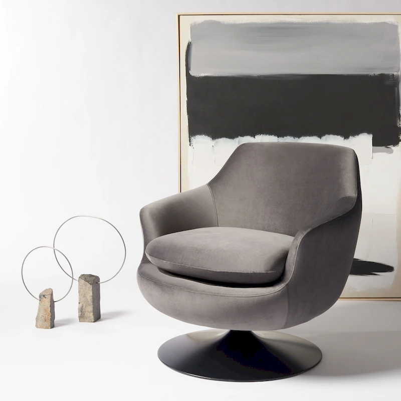 SAFAVIEH Couture Citine Velvet Swivel Accent Chair - 31.1 W x 32.3 L x 29.5 H - 31.1 W x 32.3 L x 29.5 H