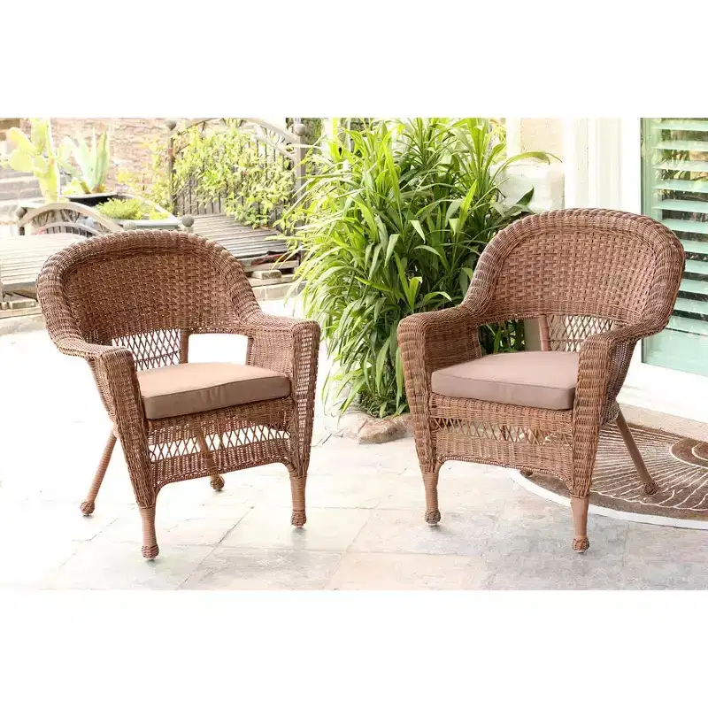 HomeStock Honey Coastal Craftsman Chair Set of 2 with Cushions