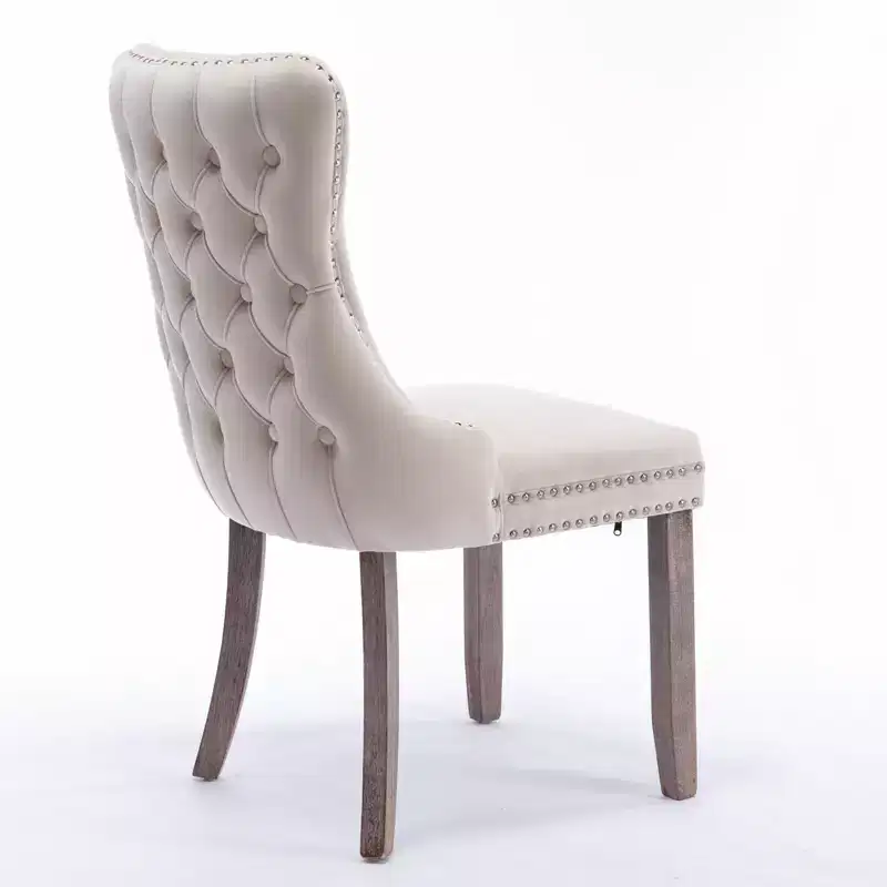 Okak Retro Dining Chairs Set of 2, Comfy Upholstered Wing-Back Chairs with Backstitching Nailhead Trim, Kitchen Chairs with Solid Wood Legs