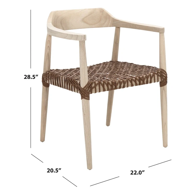 Munro Wanda Woven Leather & Solid Wood Accent Chair (Fully Assembled) - 22 W x 20.5 L x 28.5 H - 22Wx21Dx29H