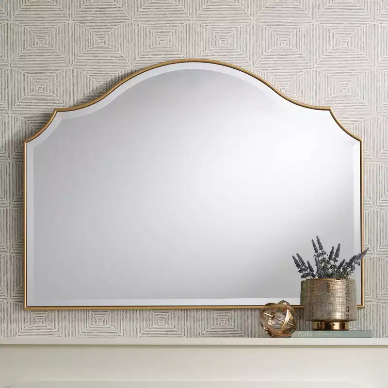 Arch Top Vanity Decorative Wall Mirror Vintage Beveled Glass Gold Frame 38 Wide for Bathroom Bedroom Home