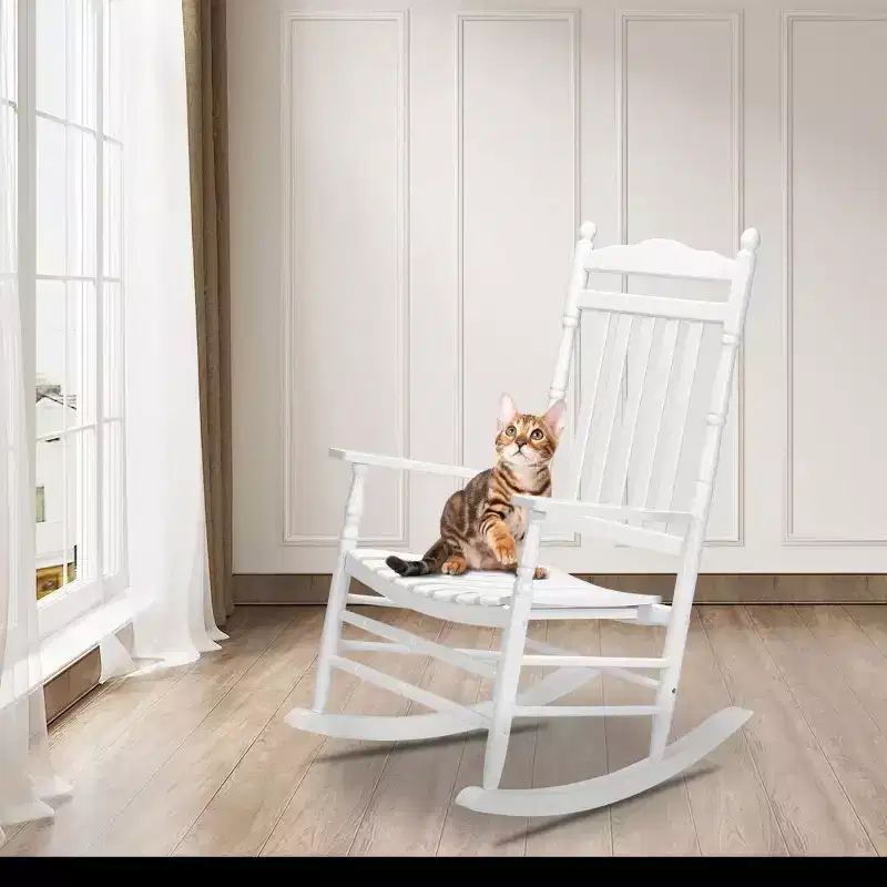 Karl Home | 27 in. Elegant Solid Wood Patio Rocking Chair