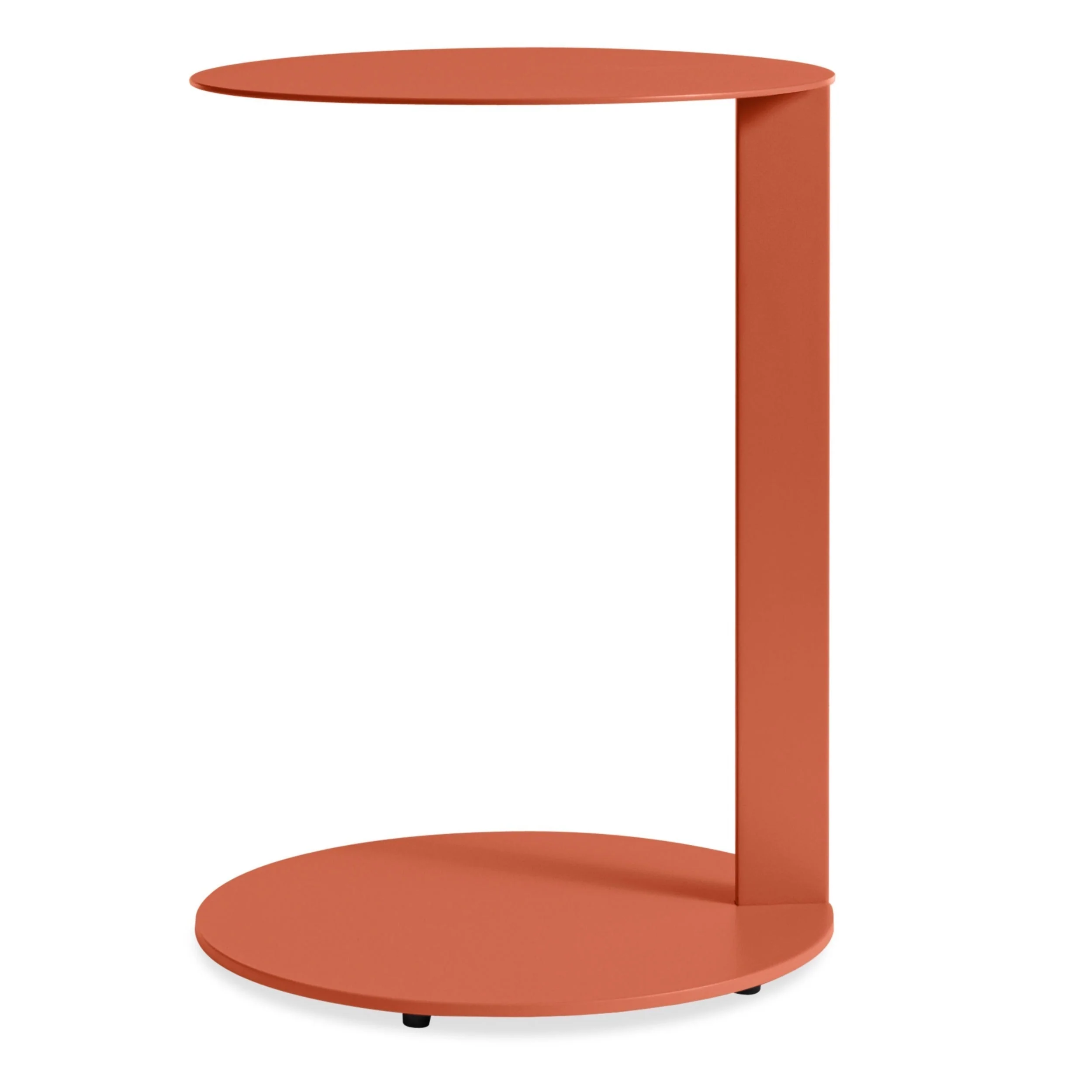 Modern Olive Green Steel C-Table with Cantilevered Round Top for Living Room