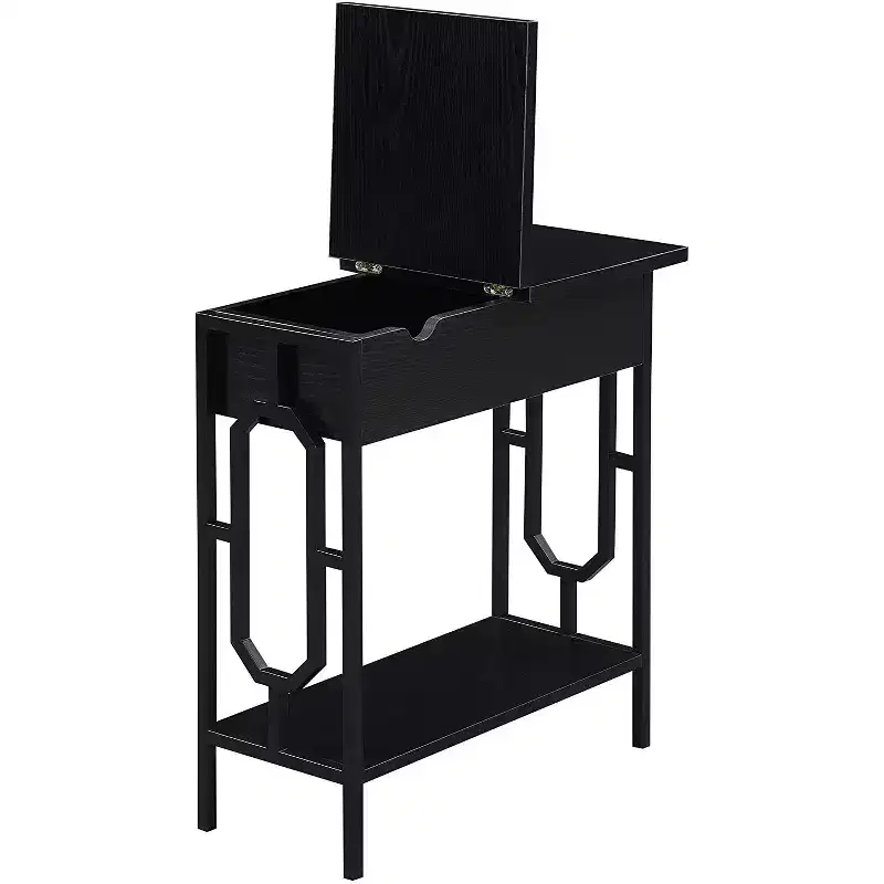 HomeStock Belmont Flip Top End Table with Hidden Charging Station, Two Outlets, Two USB Ports and Concealed Storage Compartment