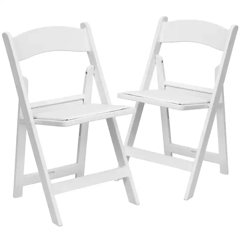 Emma and Oliver 2 Pack Wedding Party Event Resin Folding Chair with Vinyl Padded Seat
