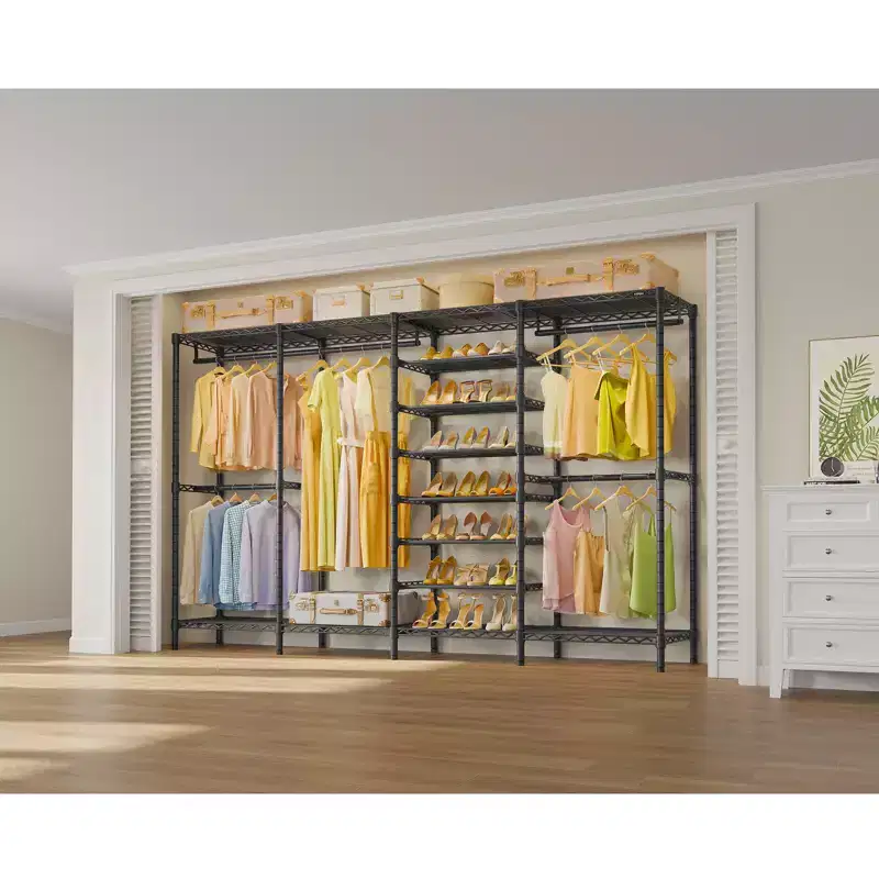 VIPEK S4 Heavy Duty Clothes Rack with Shoe Shelves Freestanding Clothing Rack with Adjustable Wire Shelves, Closet Organizer, Garment Rack, Black