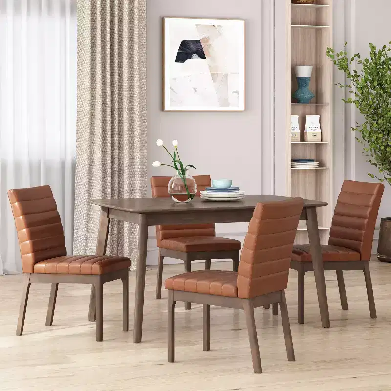 Christopher Knight Home Lancer Mid-Century Modern Channel Stitch Dining Chairs (Set of 4)