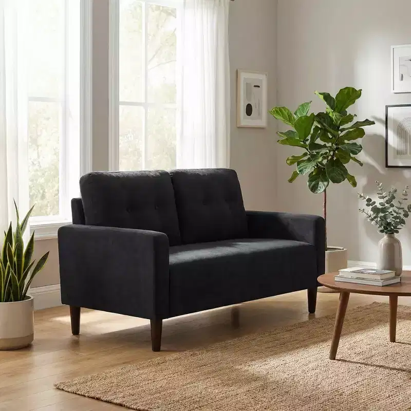 MAYEERTY 50.79 Loveseat Couch Sofa, Linen Blend 2-Seat Small Space Sofa with Removable Back Cushions & Solid Wood Legs